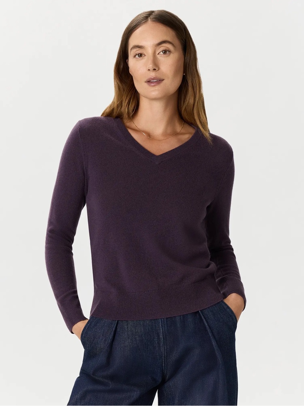 Quince Mongolian Cashmere V-Neck Sweater Purple XL NWT